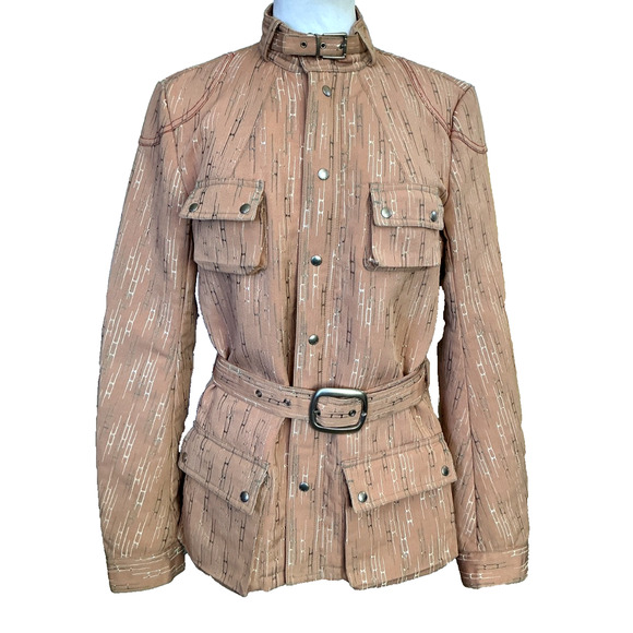 CUSTO ONE PEACH METALLIC EMBROIDERED SNAP & ZIP FRONT JACKET - Picture 1 of 6